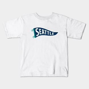 Seattle Pennant - Teal Kids T-Shirt